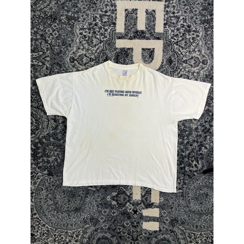 Vintage Men’s Jerzees Brand Playing With Myself Tshirt Size XL Beige